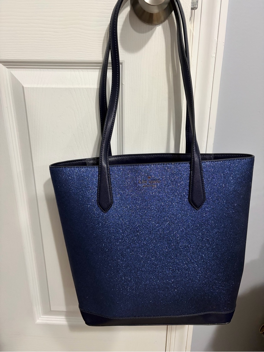 kate spade navy glitter shoulder tote